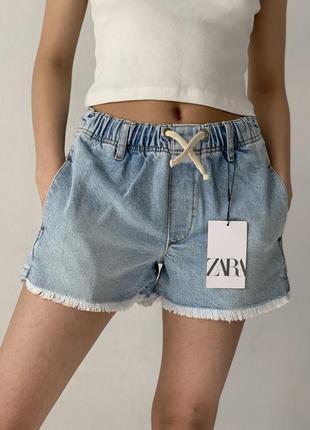 Детские ддинсовые шорты zara для девочки/детские джинсовые шорты на девочке1 фото