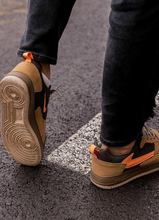 Nike air force haki мужские кроссовки найк хаки кожаные4 фото