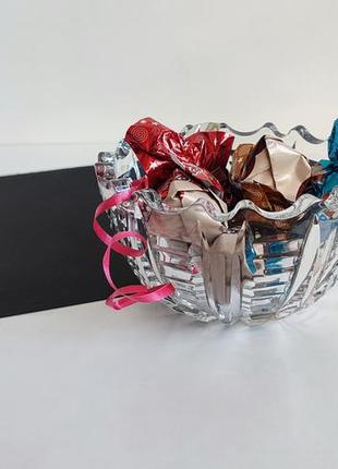 Красивый хрустальный салатник вазочка для конфет - советский винтаж дхз ссср