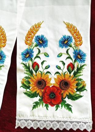 Шикарний рушник вишитий бісером, весільний рушник, рушник на весілля, під коровай, на ікони