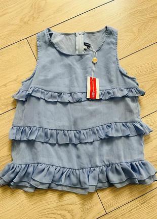 Блуза шифоновая вискозная рюши воланы летний топ