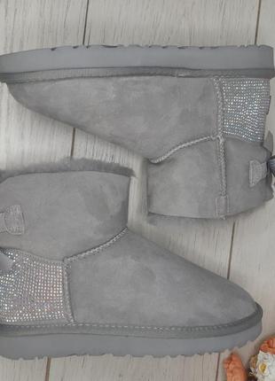 Угги женские оригинал ugg australia серые в стразах пятка.  (1012668-3)5 фото