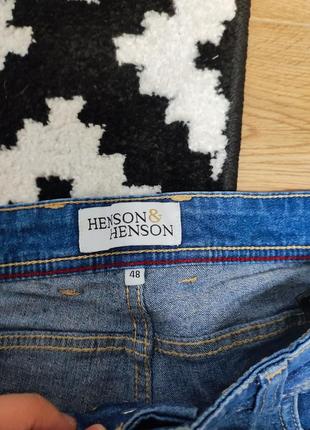 Джинси чоловічі прямі slim fit еластичні сині повсякденні джинсові щільні henson & henson, розмір m - l3 фото
