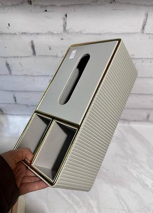 Органайзер для серветок еко шкіра молочний