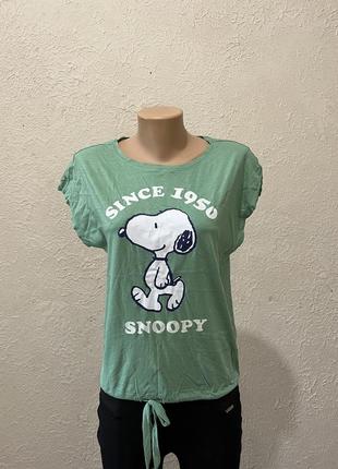 Зеленая футболка snoopy1 фото