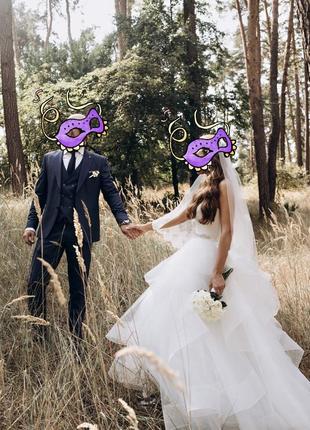 Весільна сукня для принцеси, кольору айворі.2 фото