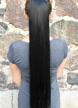 Шиньон хвост 75см черно-коричневый термостойкий / шиньйон хвіст 75см чорний коричневий...