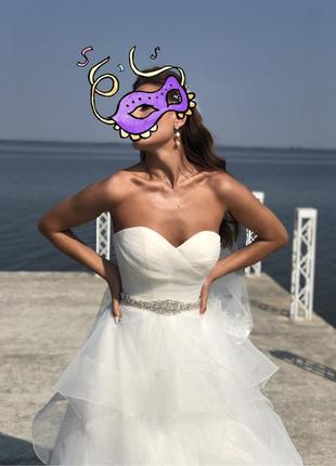 Весільна сукня для принцеси, кольору айворі.3 фото