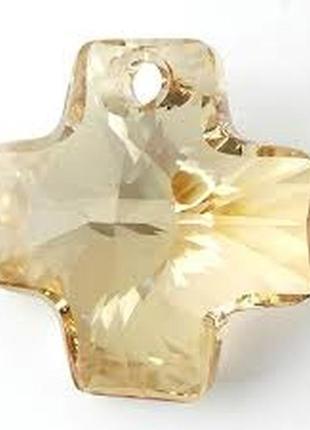 Сережки swarovski elements cross crystal golden shadow4 фото