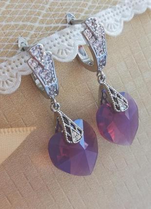 Сережки люкс з кристалами swarovski elements very peri