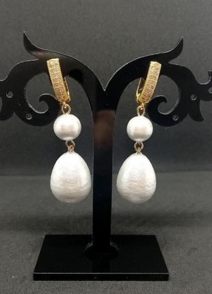 Серьги с хлопковым жемчугом