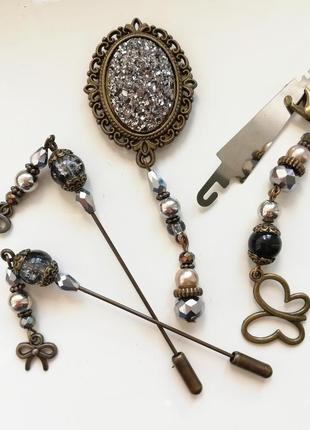 Набор для вышивки silver bronze: счетные иглы, игольница, нитевдеватель и маячок для ножниц2 фото