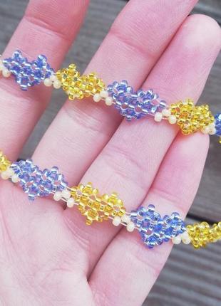 Патриотический чокер из бисера сердце украина