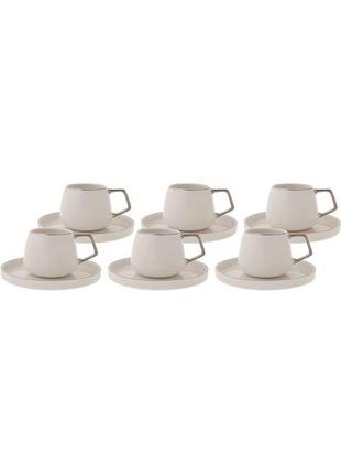 Набор кофейных чашек karaca saturn из 6, 6 фарфоровых чашек для кофе, чашек для эспрессо с блюдцами,2 фото