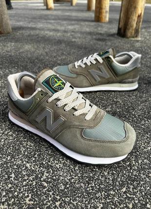 Кроссовки new balance 574 x stone island. натуральная замша2 фото