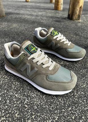 Кроссовки new balance 574 x stone island. натуральная замша