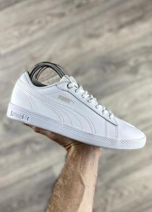 Puma кроссовки кеды мокасины 37 размер кожаные белые оригинал