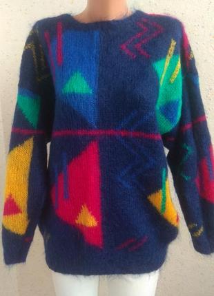 Красивий мохеровий довгий джемпер зв'язаний з любов'ю#розмір m-l