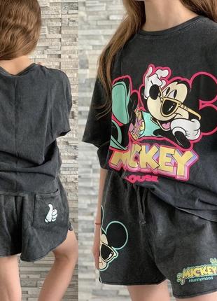 Дитячий спортивний костюм zara для дівчинки/футболка/шорти/mickey mouse/детский спортивный костюм зара на девочку
