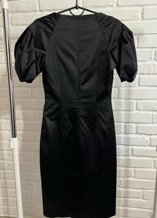 Праздничное черное атласное платье миди на выпускной bessi8 фото