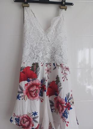 Ромпер комбинезон шорты юбка цветочный принт кружево кроше открытая спина5 фото