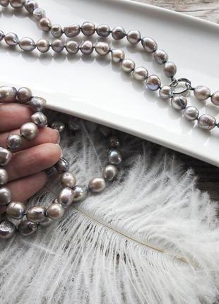 Довге кольє намисто з натуральних перлів