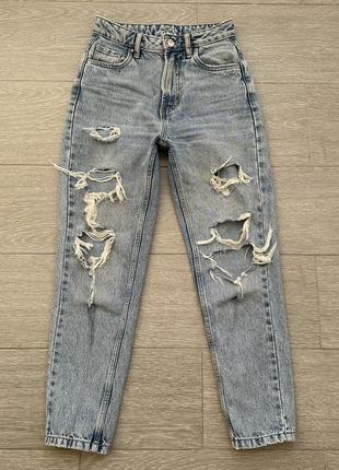 Джинсы женские рваные, порванные женские джинсы, голубые джинсы с разрезами1 фото