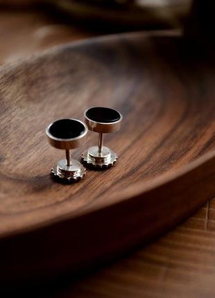 Срібні пусети з оніксом