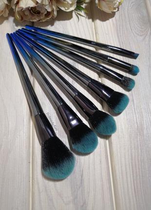 7 шт талон кисти для макияжа набор blue/grey probeauty1 фото