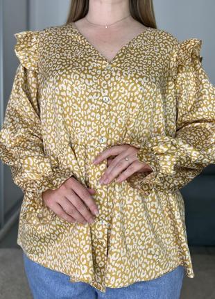 Нежная сатиновая блуза в принт No2667 фото