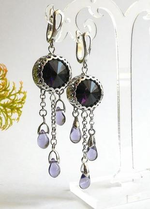 Фиолетовые капли серьги