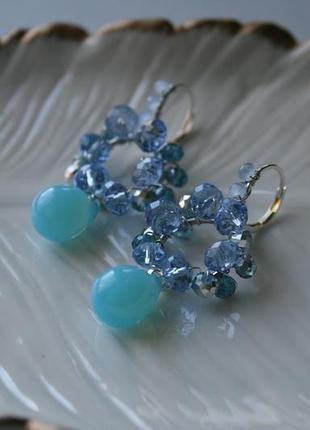 Голубые капли серьги