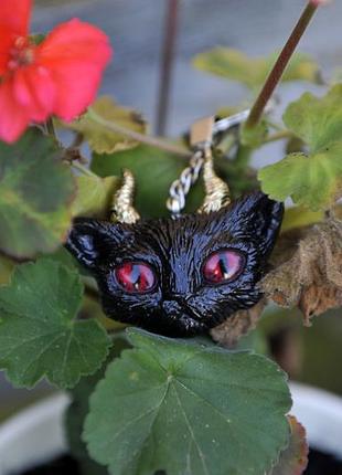Кулон чорний кот , епоксидна смола