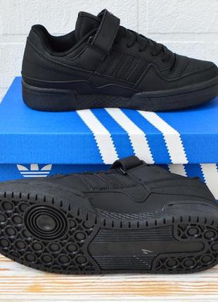 Стильні матові чоловічі чорні кросівки adidas forum нубук, адідас трендів модель, бренда адідас, комплектація