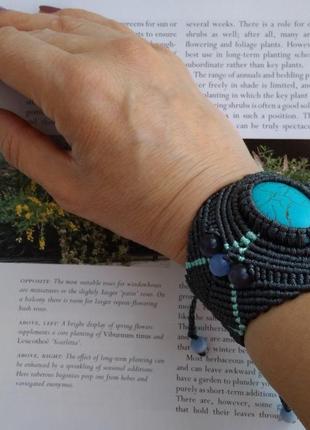 Плетений браслет з бірюзою2 фото