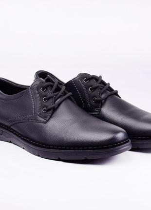 Стильные черные мужские классические туфли на шнурках большой размер батал1 фото
