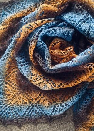 Ажурная шаль осенняя