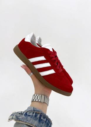 Красные трендовые кеды газели под adidas1 фото