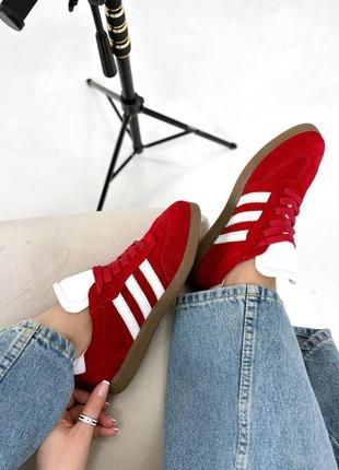 Красные трендовые кеды газели под adidas2 фото