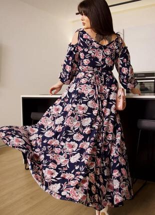 Красивое длинное платье на запах в цветочный принт3 фото