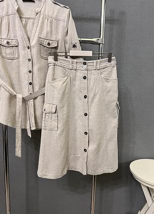 Льняной костюм с юбкой карго сафари burton.