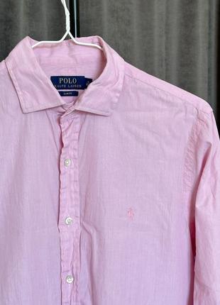 Рубашка ralph lauren, 100% хлопок, розового цвета, оверсайз, легкая