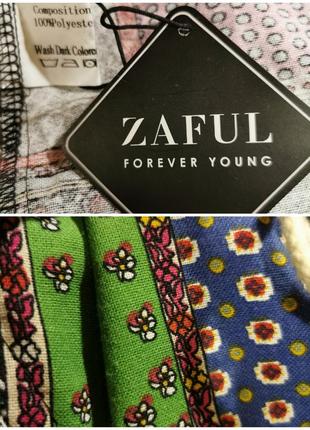 Штаны брюки в этно бохо стиле в узор принт на резинке zaful5 фото