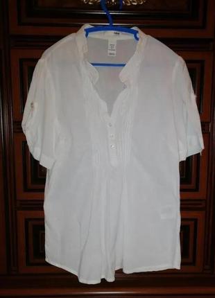 Белая хлопковая блуза с коротким регулирующим рукавом, от h&amp;m