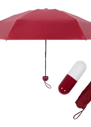 Компактна парасолька в капсулі-футлярі червона, маленька парасолька в капсулі. колір червоний4 фото
