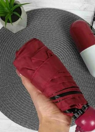 Компактна парасолька в капсулі-футлярі червона, маленька парасолька в капсулі. колір червоний2 фото