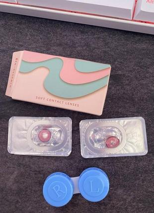 Кольорові рожеві лінзи для очей + контейнер для зберігання в подарунок косплей аніме2 фото