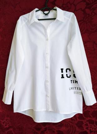 100% хлопок поплиновая плотная рубашка на девочку удлинённая белая рубашка оверсайз2 фото