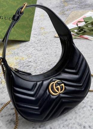 Сумочка gucci half moon marmont leather shoulder bag4 фото