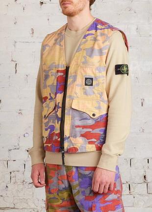 Stone island camoflage-print cotton gilet